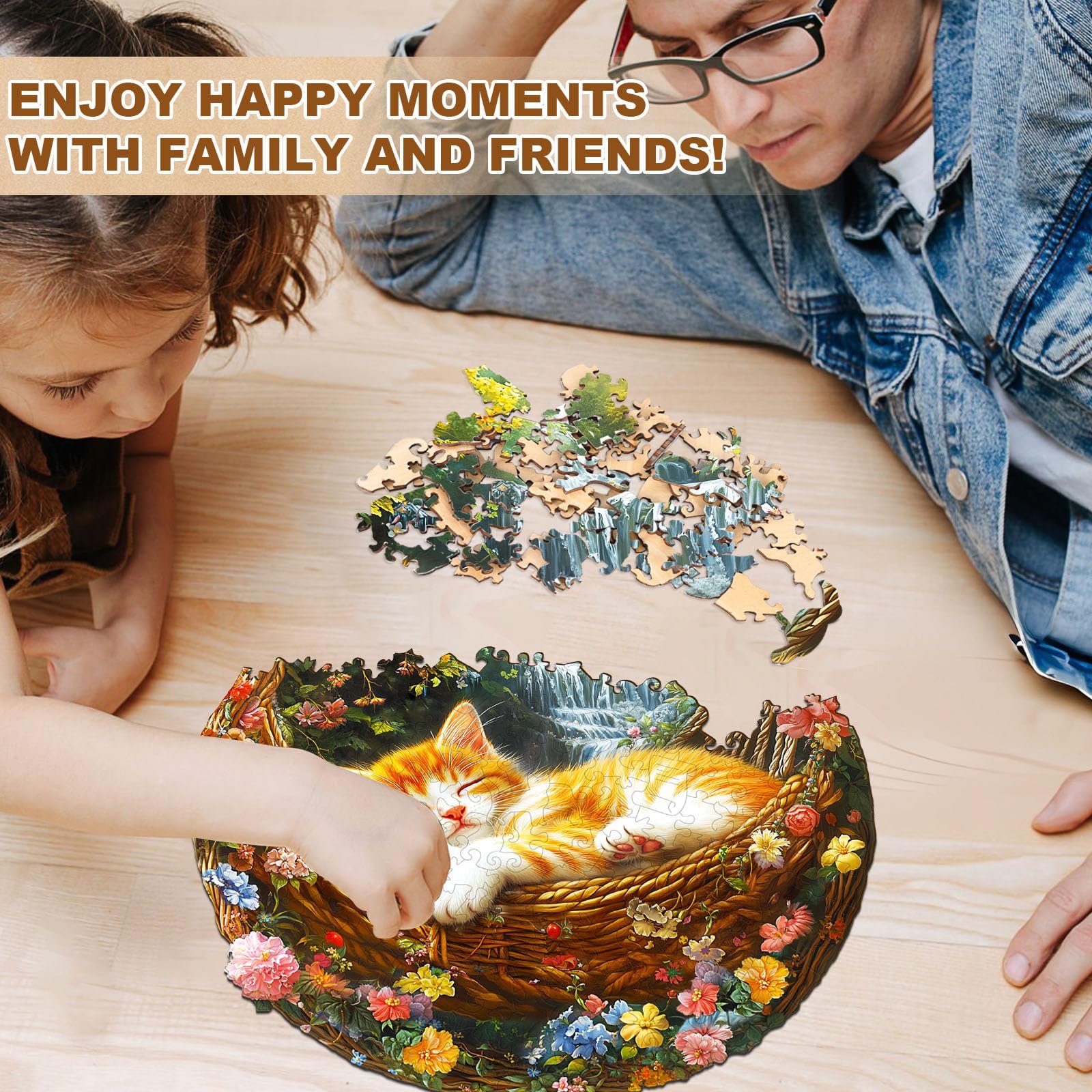 Пазл деревянный Garden Sleeping Kitten 280 элементов круглый 3D, фото №6 Пазл деревянный Garden Sleeping Kitten 280 элементов круглый 3D, фото №6