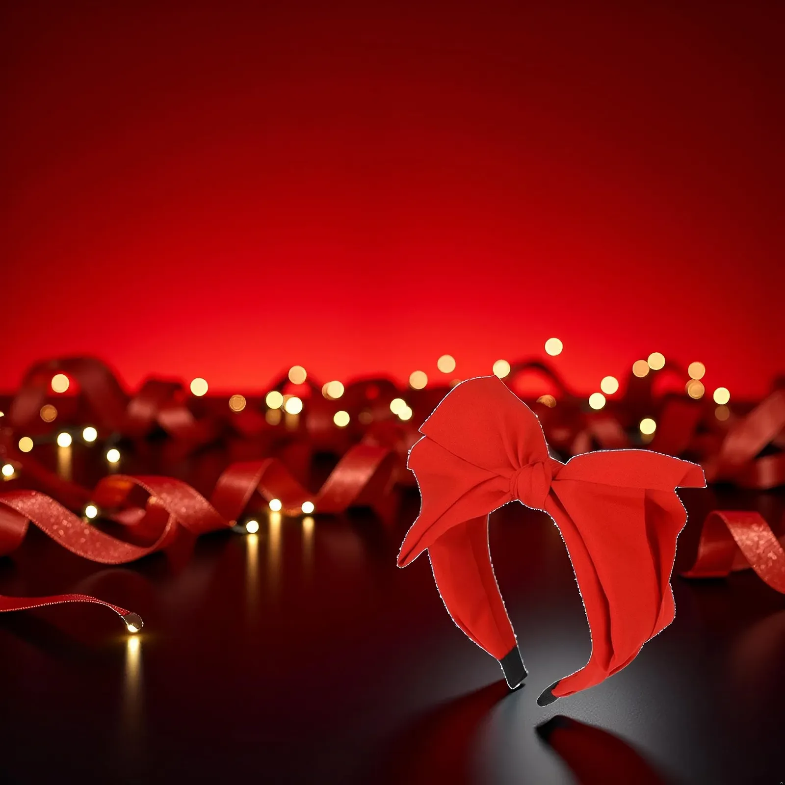 Обруч на голову з червоним бантом, фото №6