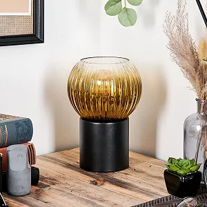 Настільна лампа HOFSTEIN Koyoto метал Чорний/Золотистий/Прозорий 15 см E27 synthetic.ua - Фото 1