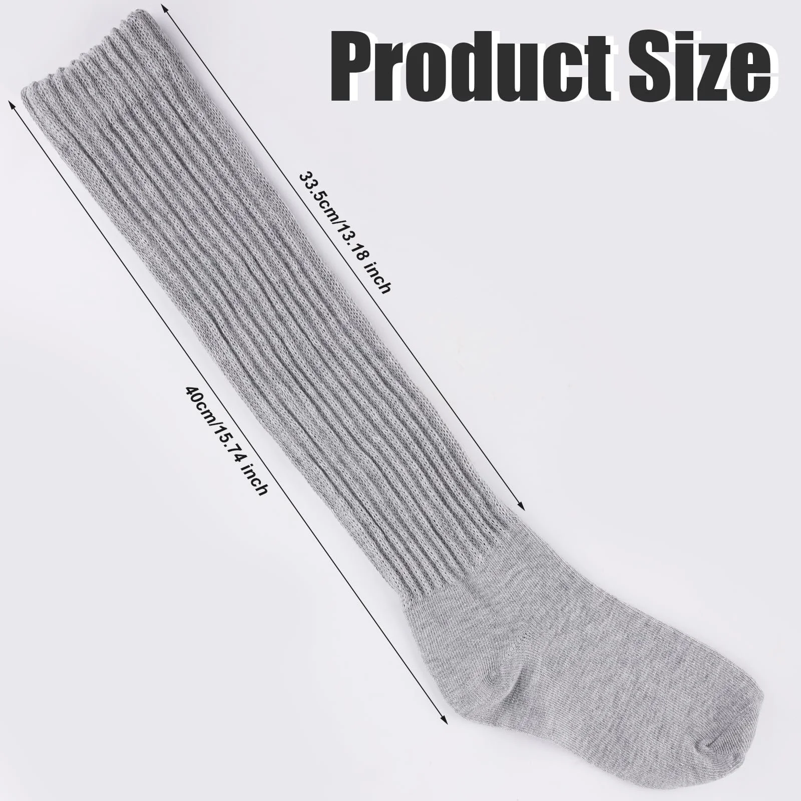 Комплект женских высоких носков, 3 пары, вязаные носки выше колена, широкие носки, гольфы, высокие носки для осени и зимы (3 цвета), черно-белые, фото №2