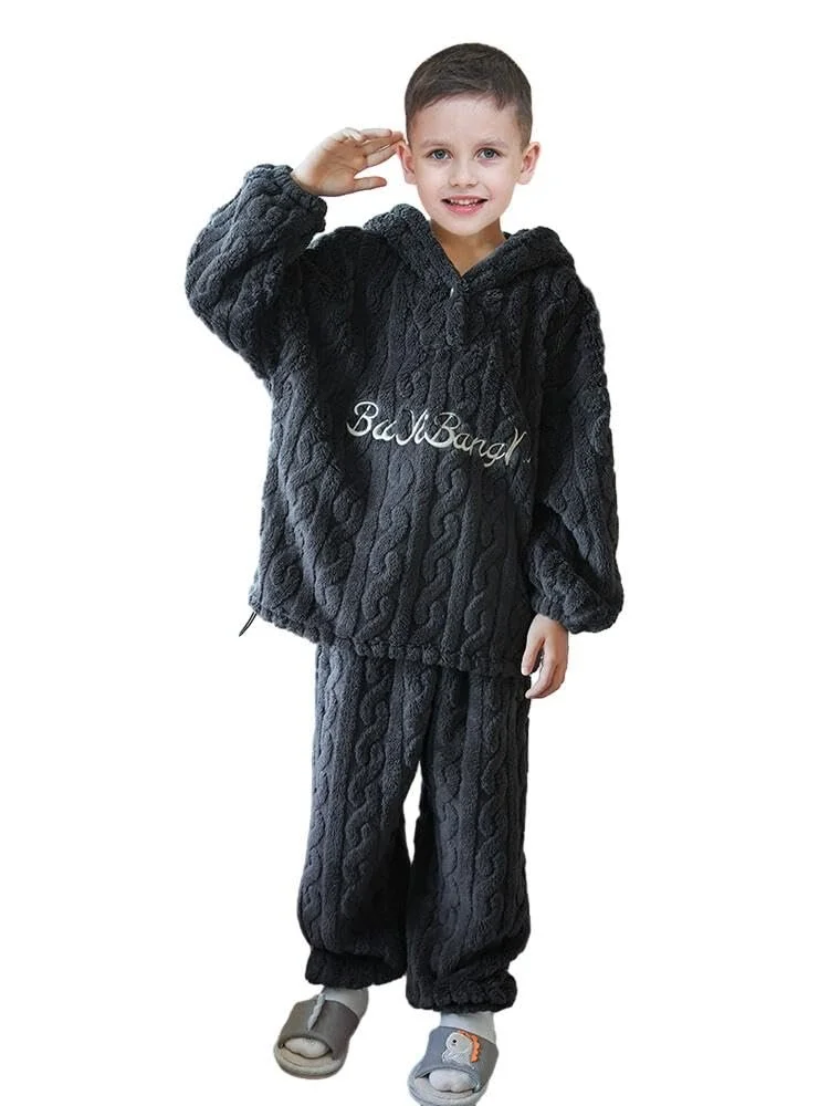 Фланелева піжама з капюшоном для хлопчиків, фото №1