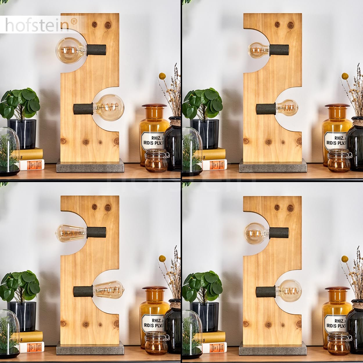 Настільна лампа Santorum Wood/Metal Natural / Antique Nickel 2-лампова Scandinavian 2 x E27, фото №3