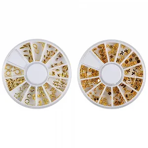 Металлическая наклейка для ногтей Бабочки Звезды Бантики Золотой, 2 шт - Фото 1