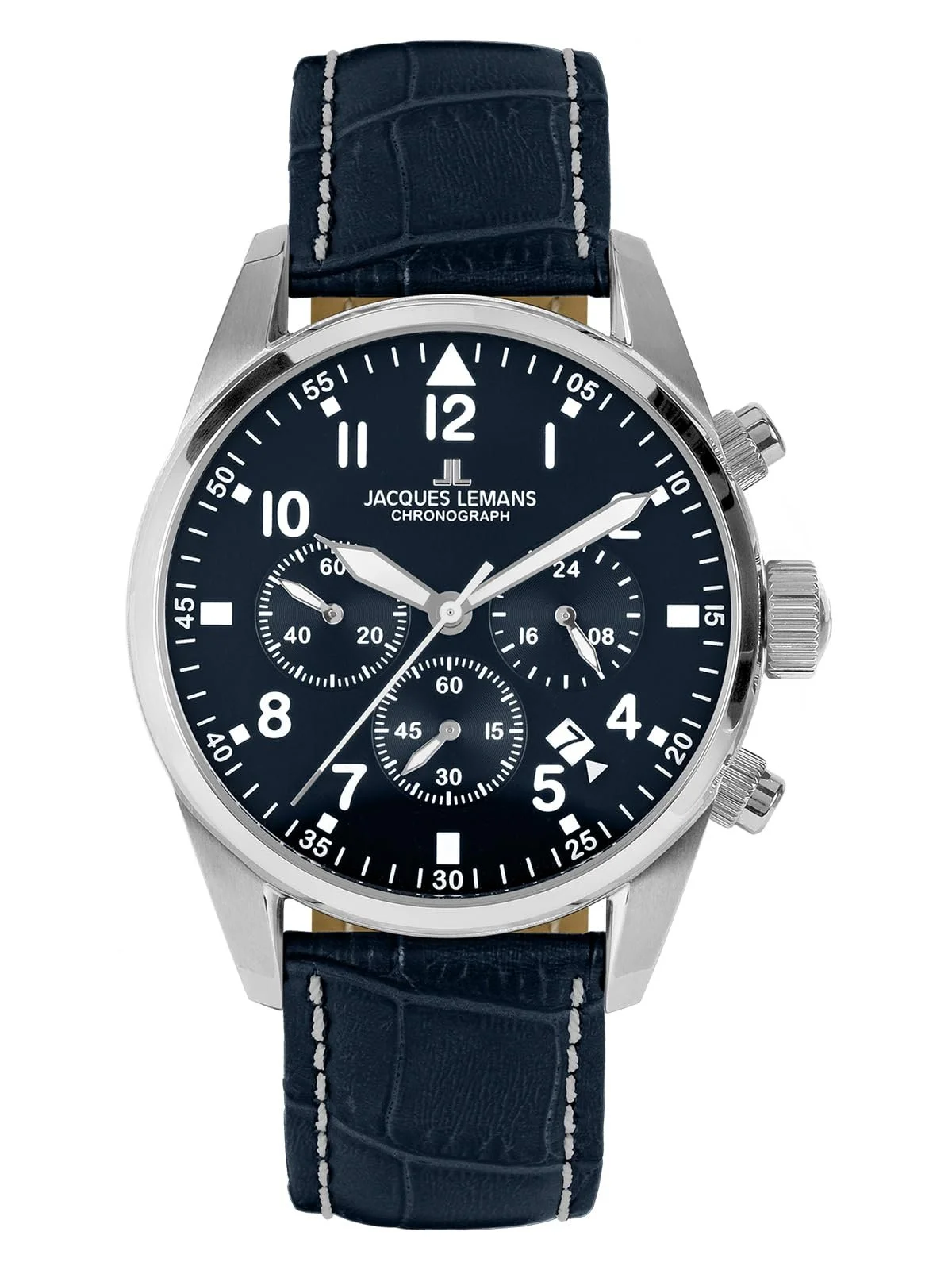 Чоловічий годинник Хронограф JACQUES LEMANS Sport 42 mm 10 ATM зі шкіряним ремінцем або металевим ремінцем 42-2, фото №1