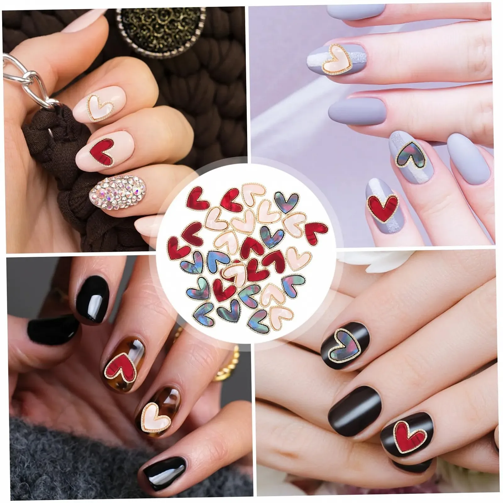 Украшения для ногтей Форма сердца MERRYHAPY 30шт. Декоративные сплавные шармы, фото №4