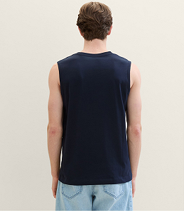 Майка Tanktop with a logo print 1041866ХХ10668 Tom Tailor Темно-синій M synthetic.ua - Фото 1