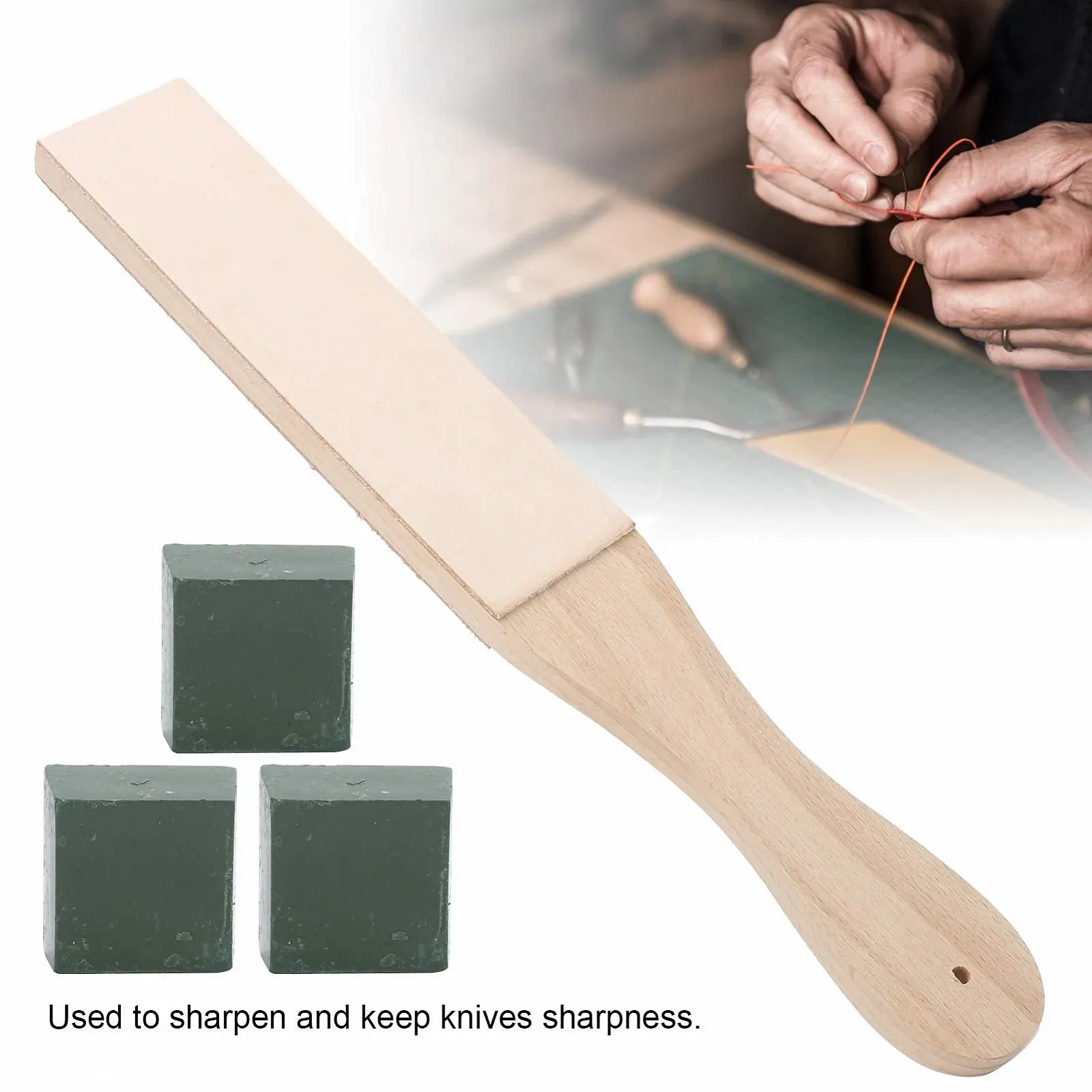 Точилка для ножей и инструментов Qcwwy кожаная с полировальной пастой, фото №9