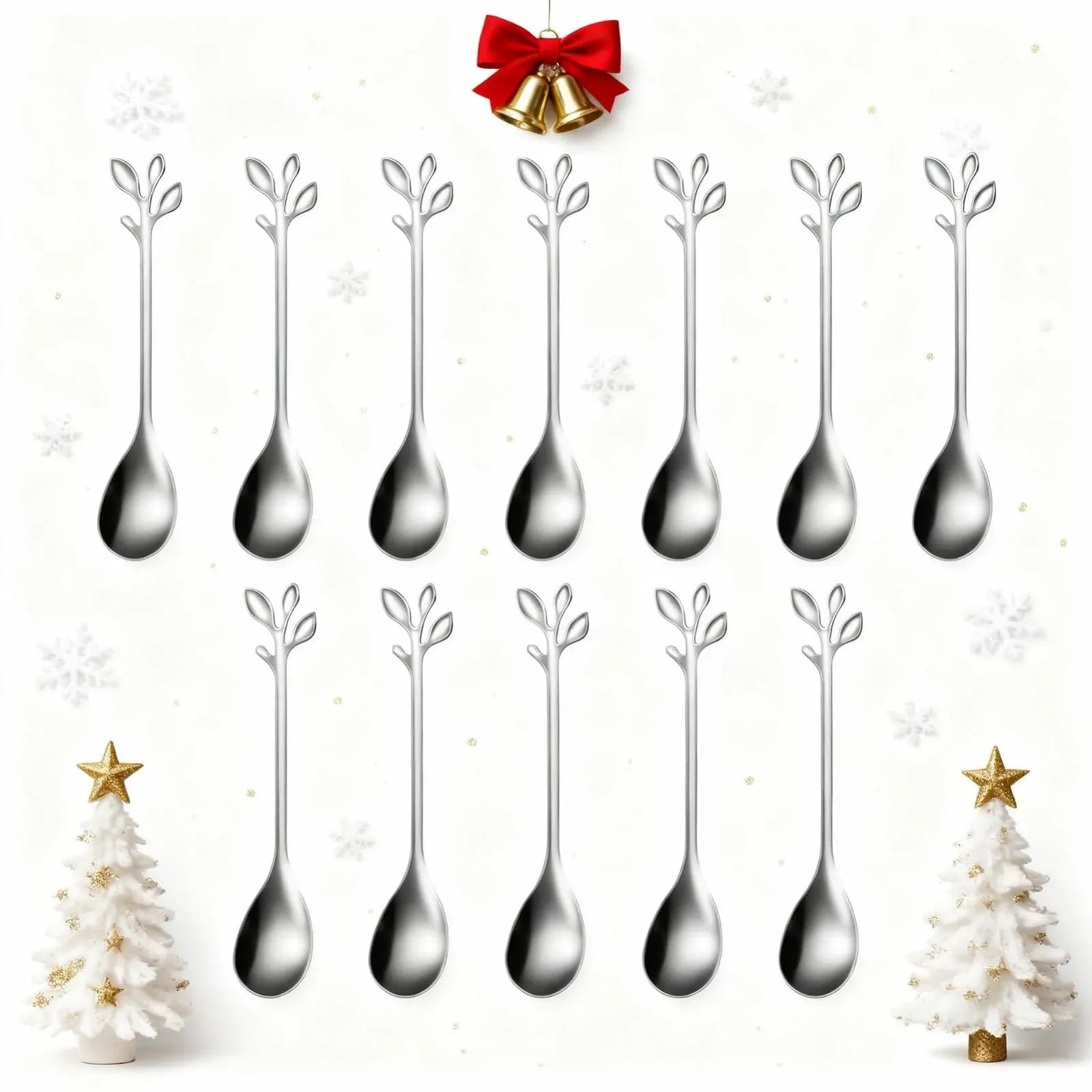 Кавові ложки з нержавіючої сталі Leaf, 12 шт, маленькі, фото №1