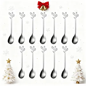 Кофейные ложки из нержавеющей стали Leaf, 12 шт - Фото 1