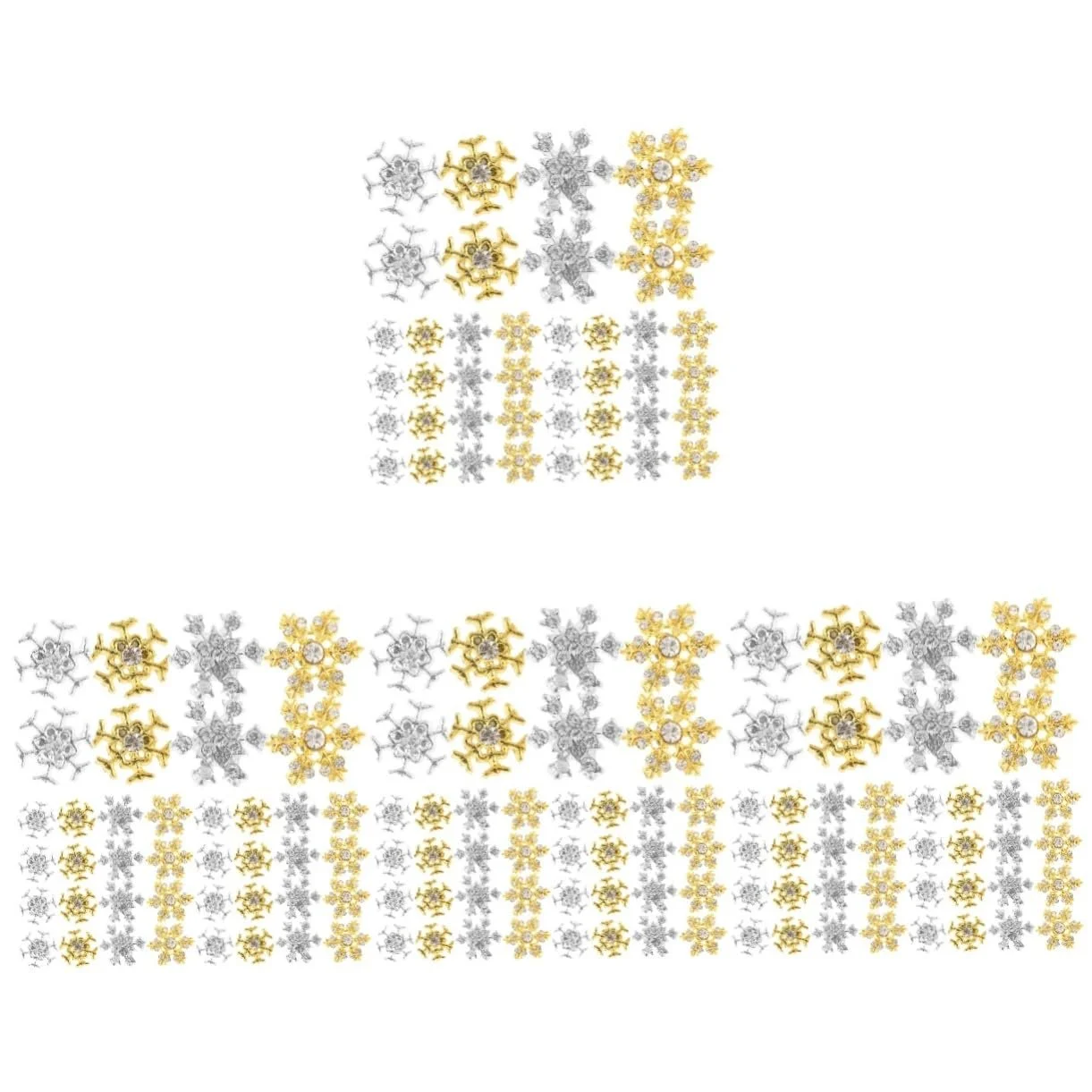 Украшение для ногтей Снежинка FRCOLOR 3D, 160 шт, Белый Бриллиантовый Сплав, фото №1