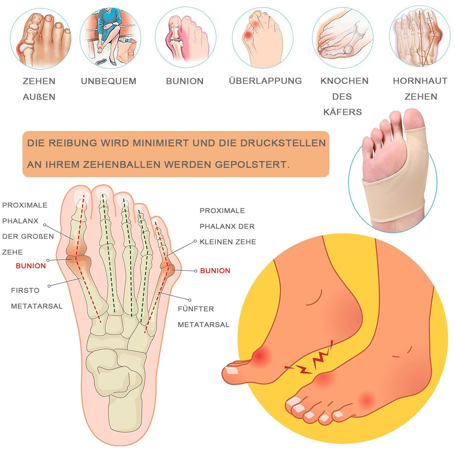 Подушечки для великого пальця стопи та передньої частини стопи 1 пара, фото №7 Подушечки для великого пальця стопи та передньої частини стопи 1 пара, фото №7