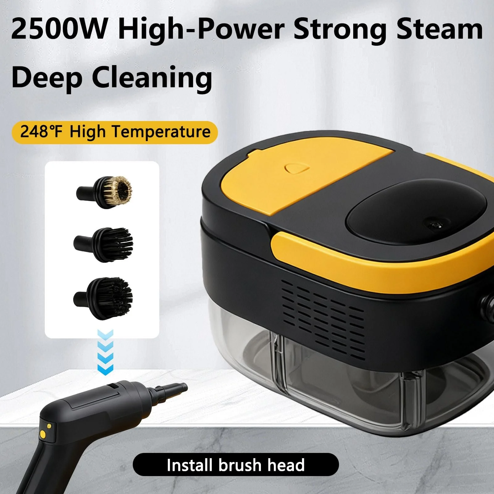 Ручний пароочисник 2500 W 1.6 л 3 швидкості 3 bar Портативний, фото №5 Ручний пароочисник 2500 W 1.6 л 3 швидкості 3 bar Портативний, фото №5