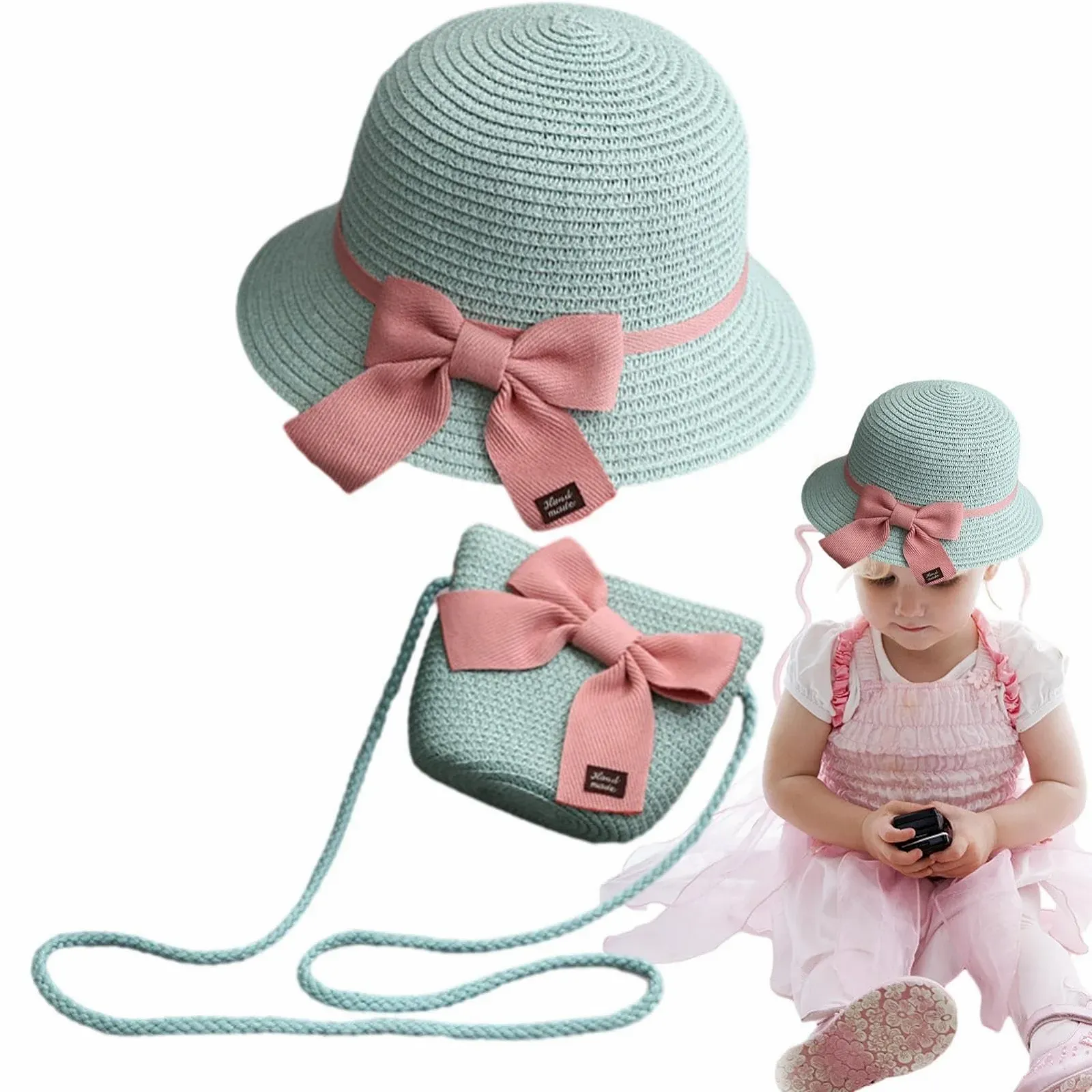 Соломенная шляпа от солнца для девочек, фото №6