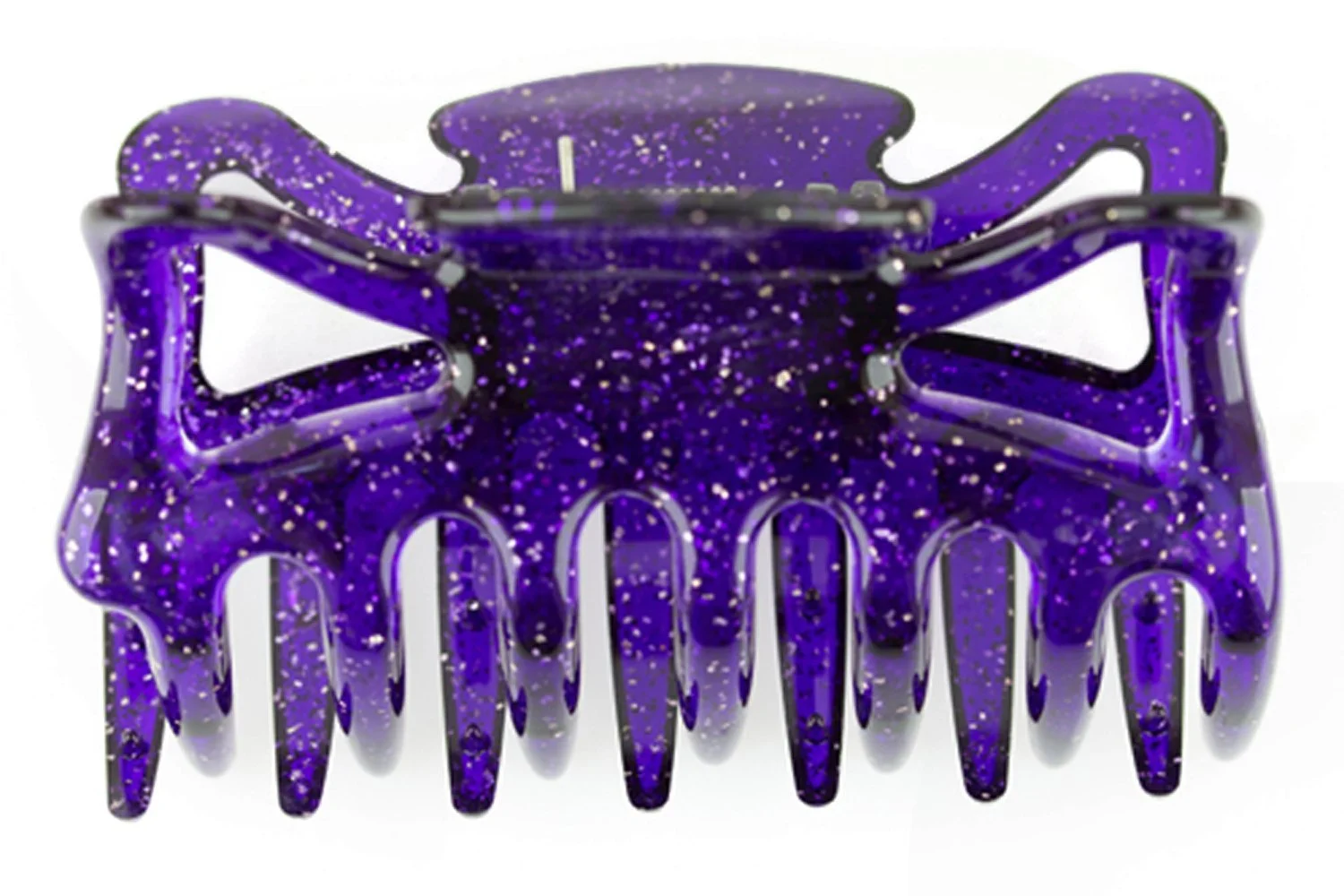 Заколка для волос большая WeLoveBeads 9 см Фиолетовая с серебряными блёстками, фото №1