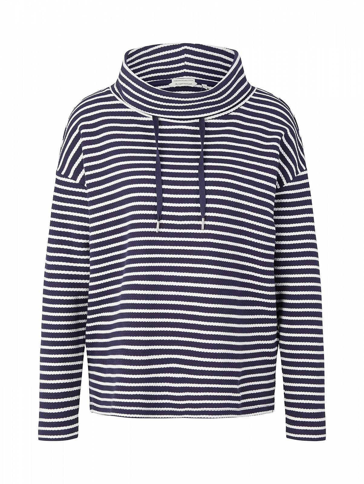 Tom Tailor Женский Свитшот из органического хлопка с шалевым воротником, фото №3