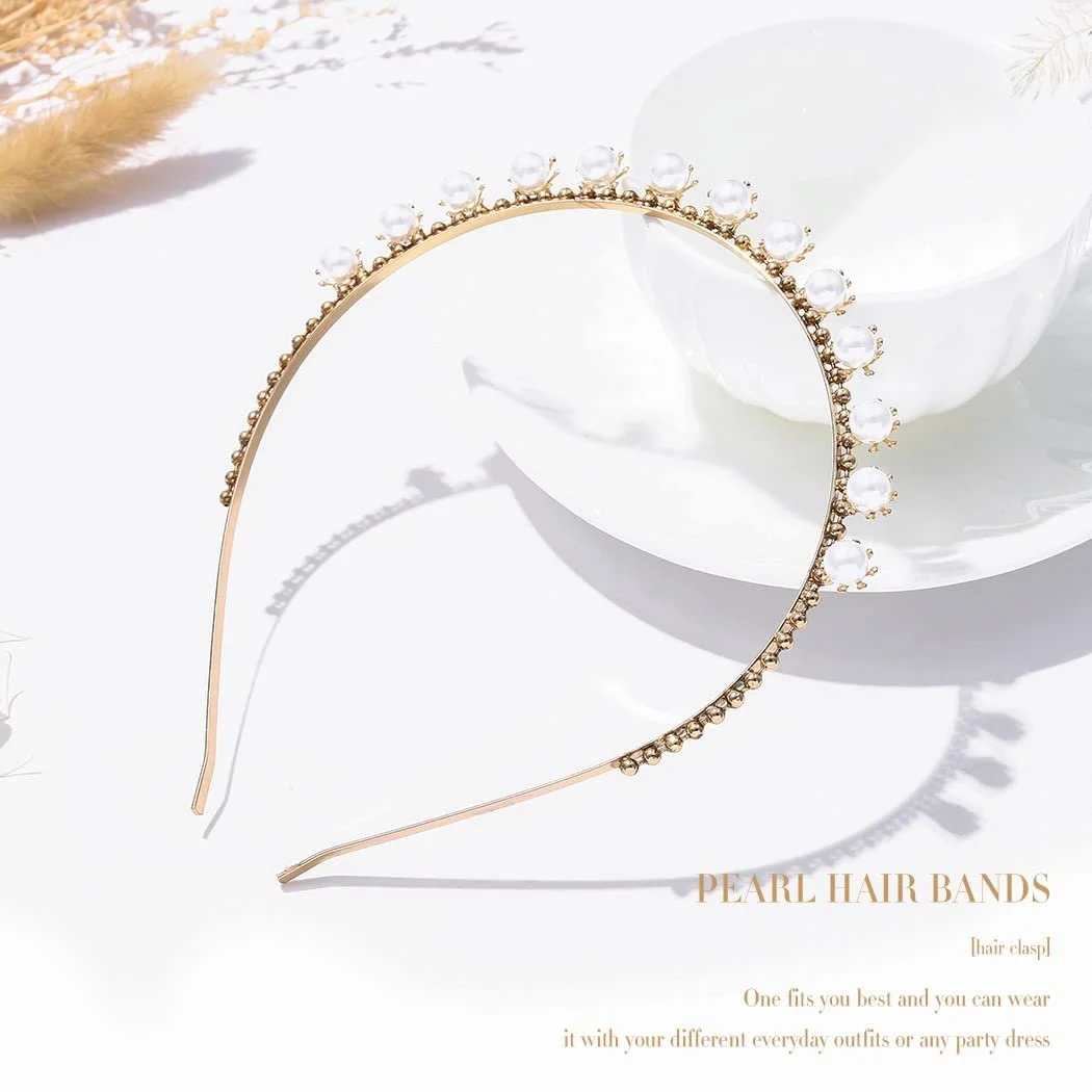 Обруч Reaky Перли Золото Вінтажний, фото №2