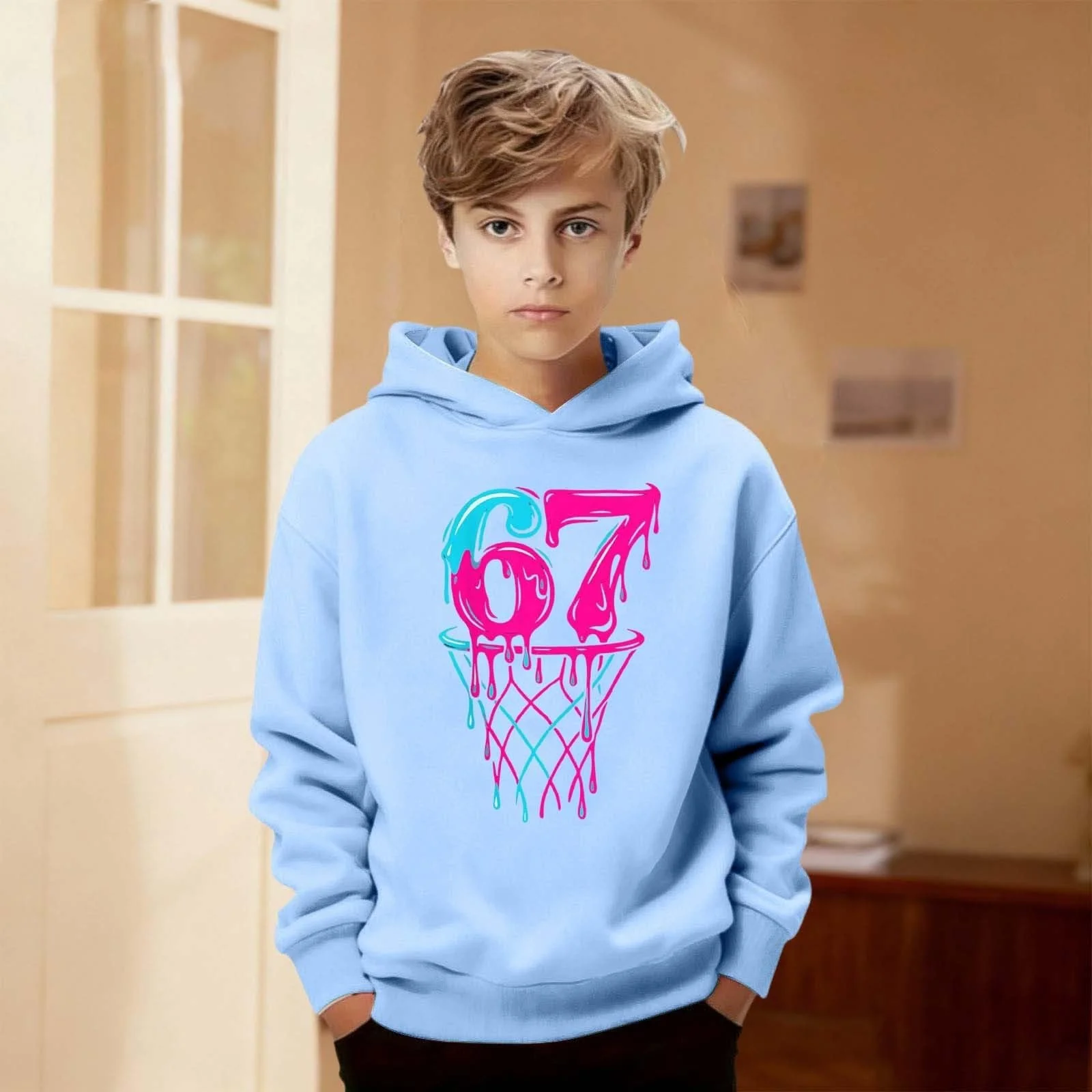 Пуловер для мальчиков с принтом 67, подростковый худи, детский теплый зимний свитшот, размер 164, 176, 134, 158, 152, 140, фото №2