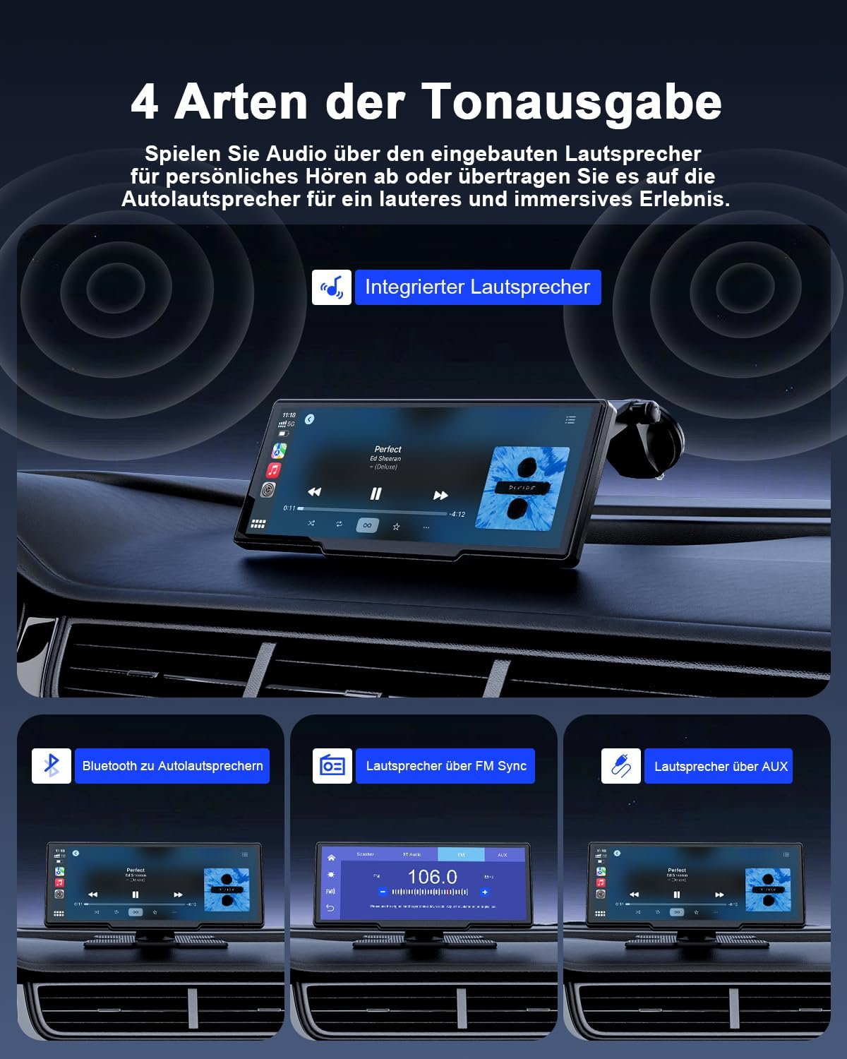Дисплей Avylet 8.1 Inch Wireless Carplay для Android Car и Apple Carplay, Портативный IPS сенсорный экран с камерой заднего вида IP67, Обновления OTA, GPS навигация, Bluetooth 5.0, Mirror Link, FM/AUX, фото №6