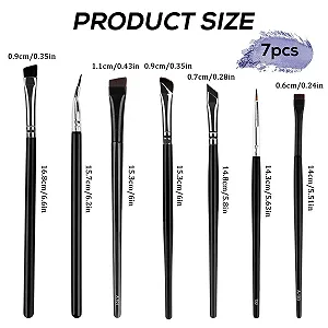 Комплект пензлів для макіяжу 7 штук Пензлі для підводки тонкий плоский synthetic.ua - Фото 1
