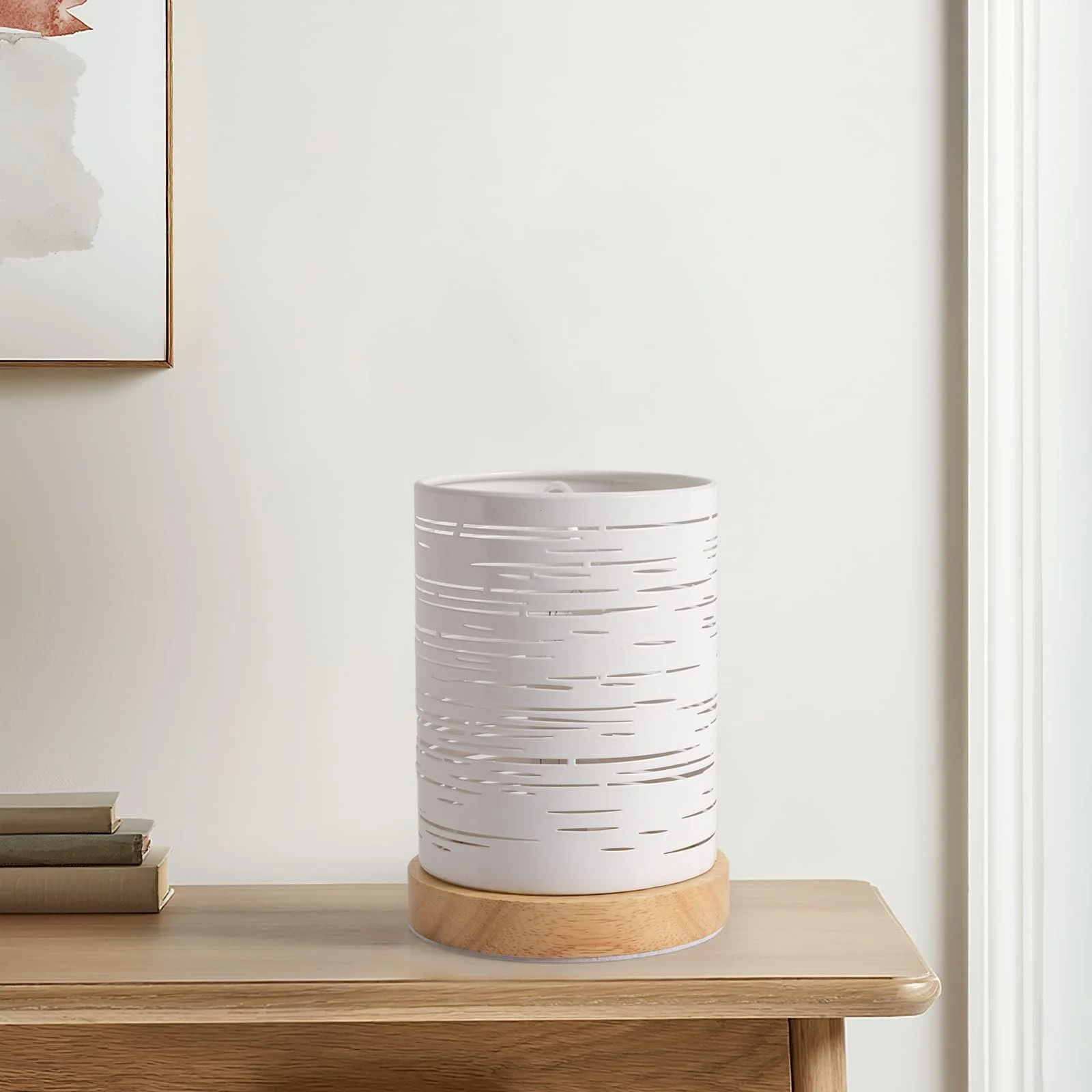 Настільна лампа OuXean металева сітчаста дерев'яна E14 40W White, фото №8