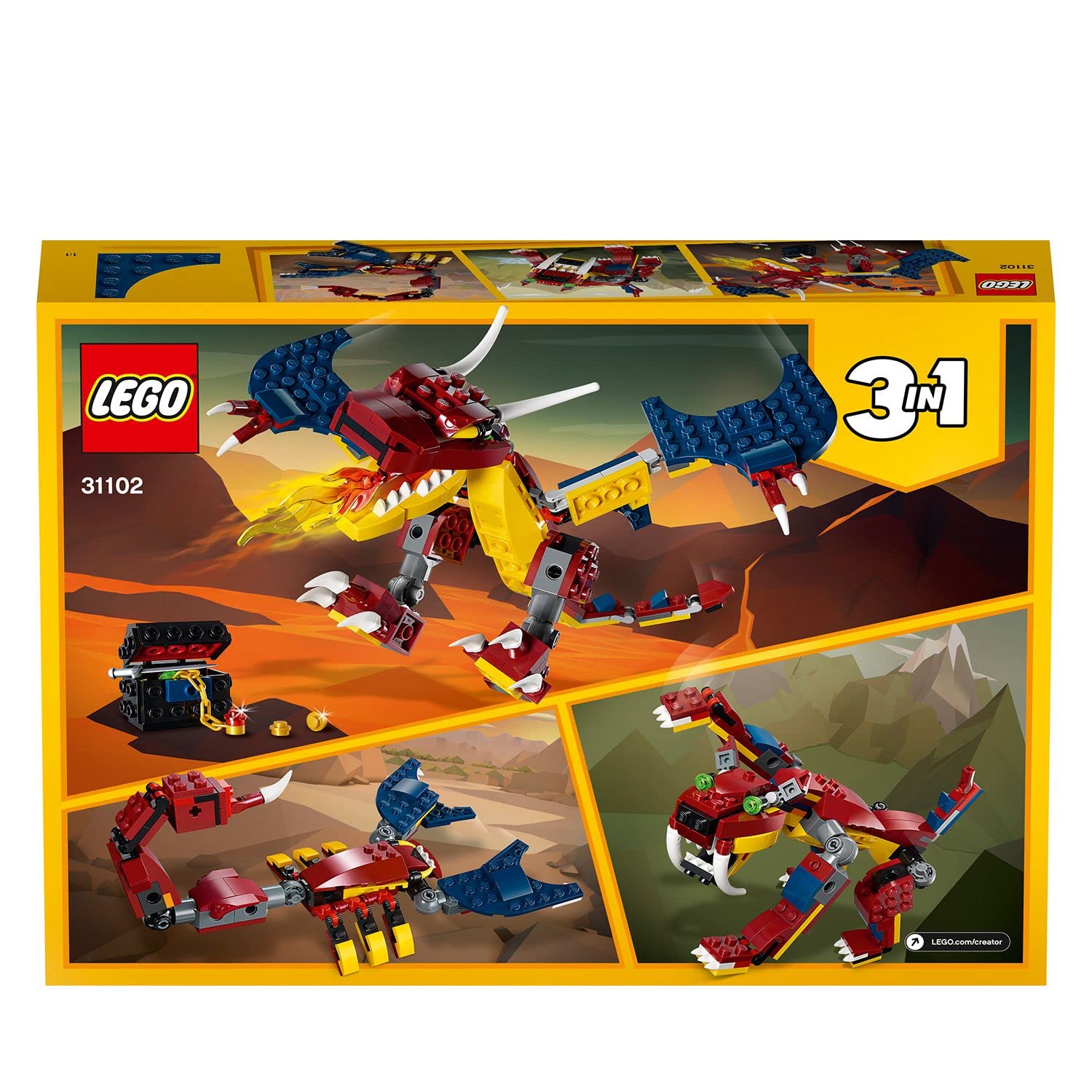 Конструктор LEGO Creator 31102 3-в-1 Огненный дракон - Саблезубый тигр - Скорпион, фото №6