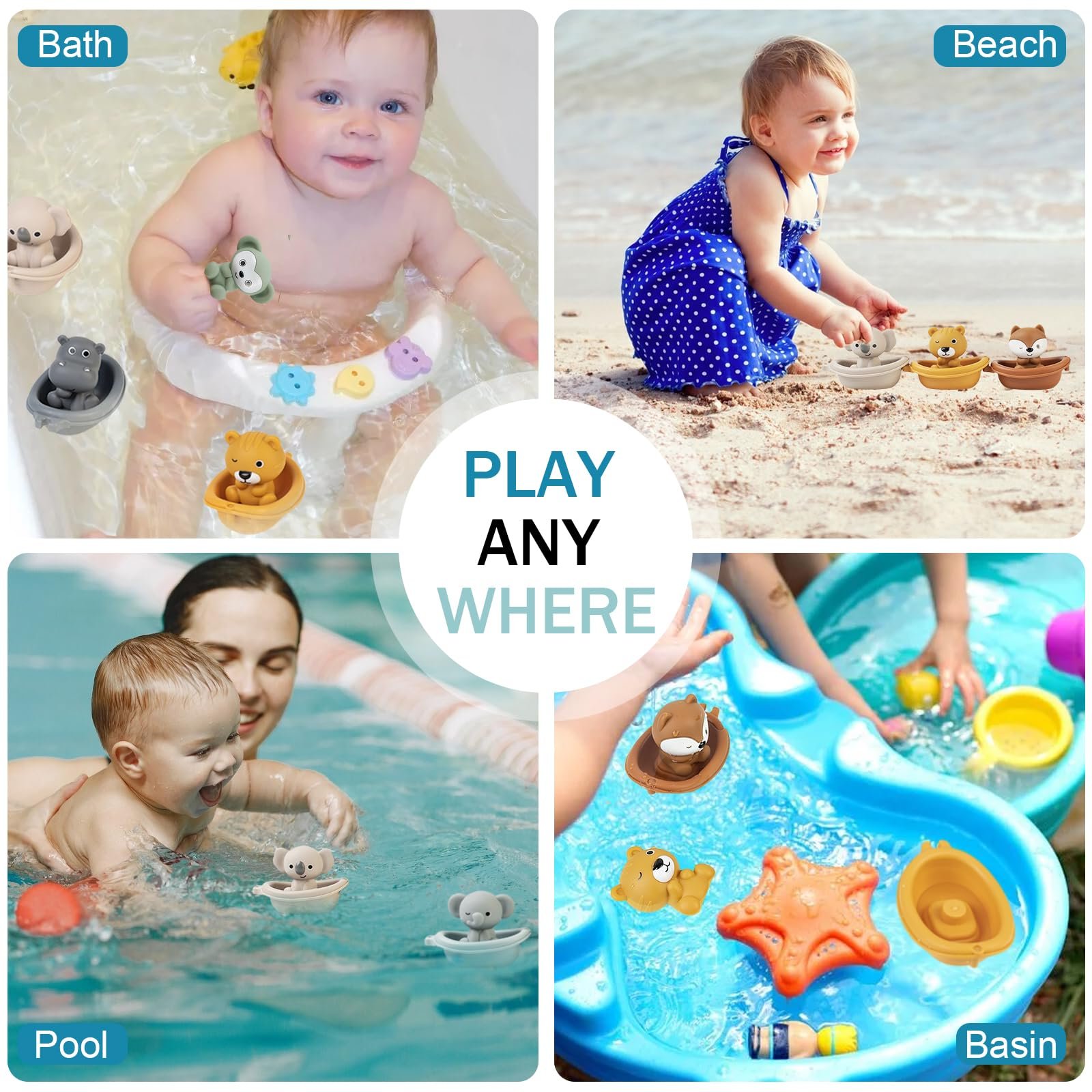 Набір іграшок для ванни 12 штук, Силіконова, фото №6