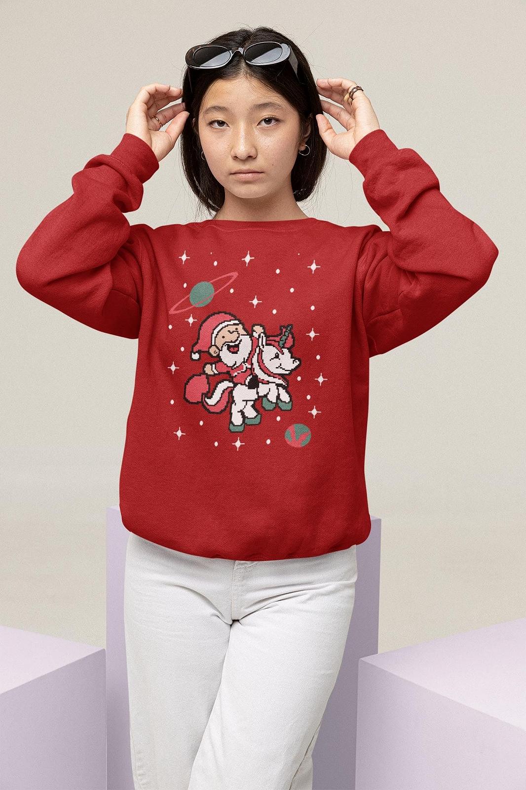 Світшот Дитячий Різдвяний Принт Санта Клаус на Єдинорозі, фото №4