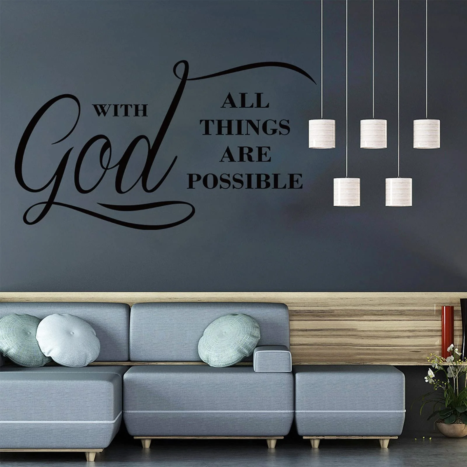 Наклейка на стену All Things are Possible with God Inspirational Quote Vinyl 1 шт., фото №6