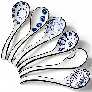 Керамічна ложка Супова, Набір з 6 штук, Керамічна ложка для азіатського супу - Фото 1