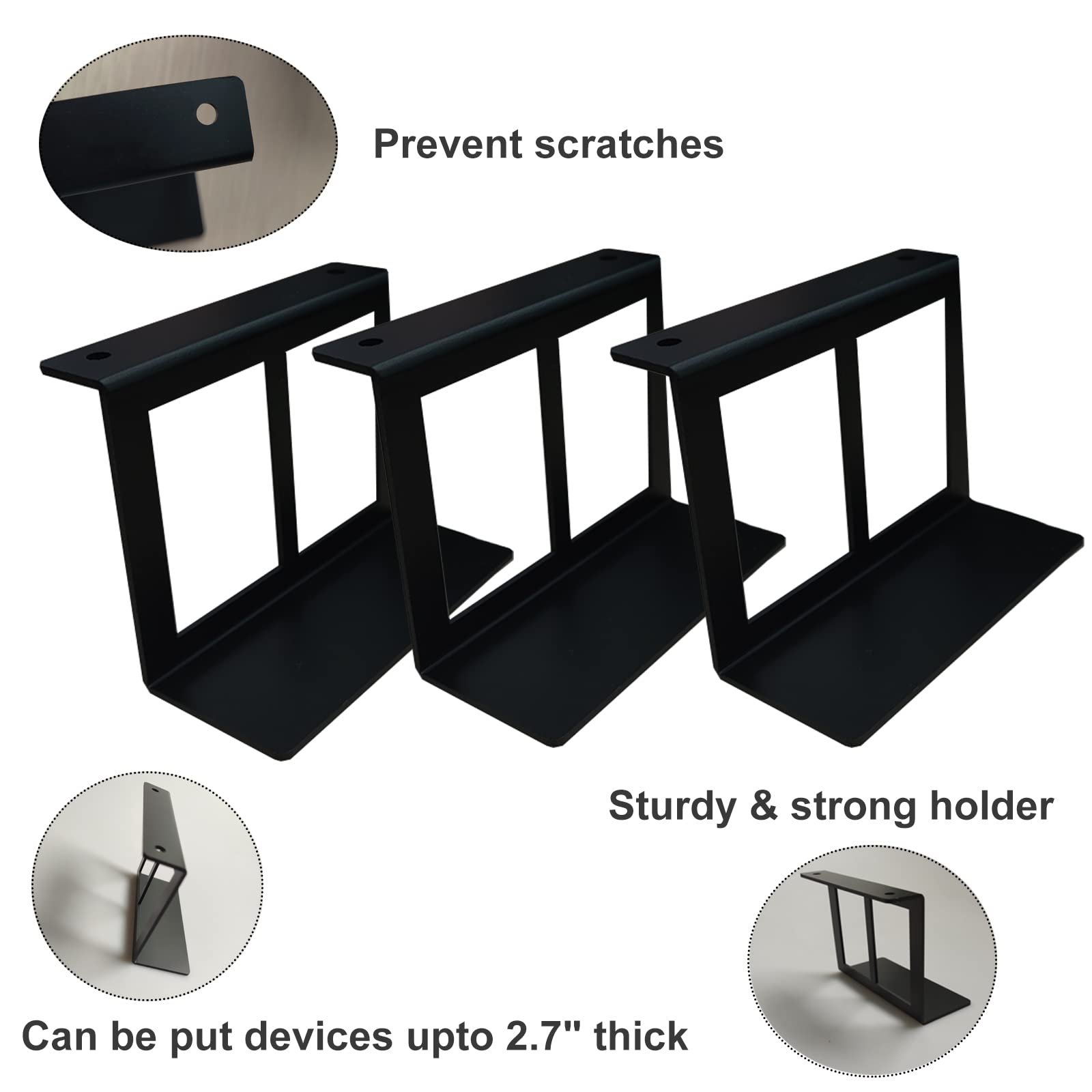Крепление для ноутбука под стол PIAOLGYI с винтом, крепление для устройств до 6,9 см (2,7 дюйма) под стол для PS4, Xbox Series S, Xbox One S, кабельной приставки, ноутбука и прочего (3 шт. в упаковке), фото №3