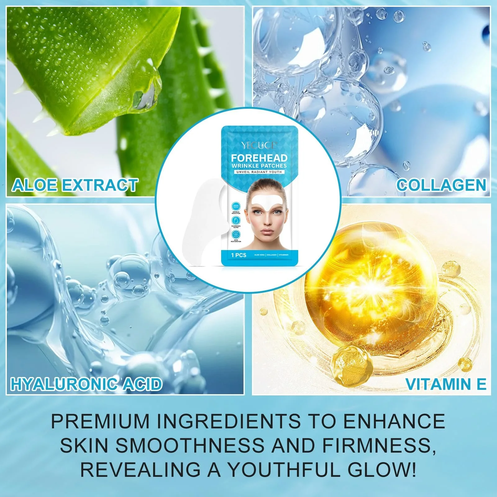 Патчі для лоба Anti-Falten-Stirnpflaster, 12 шт. - живильна суміш колагену та вітаміну Е, фото №6