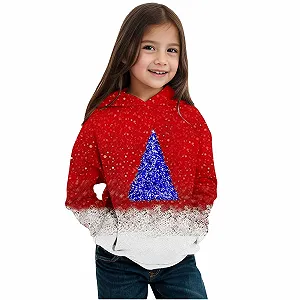 Рождественский свитер для детей 146, праздничная толстовка для девочек, теплый флисовый свитшот с длинными рукавами, уютная зимняя верхняя одежда для детей и подростков - Фото 1