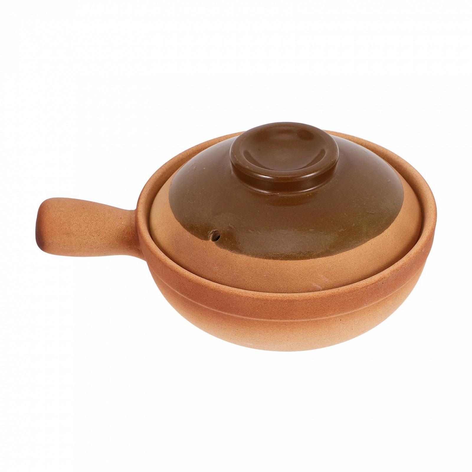 Кастрюля VALICLUD керамическая, с ручкой, 850 мл, терракотовая, с крышкой, фото №1