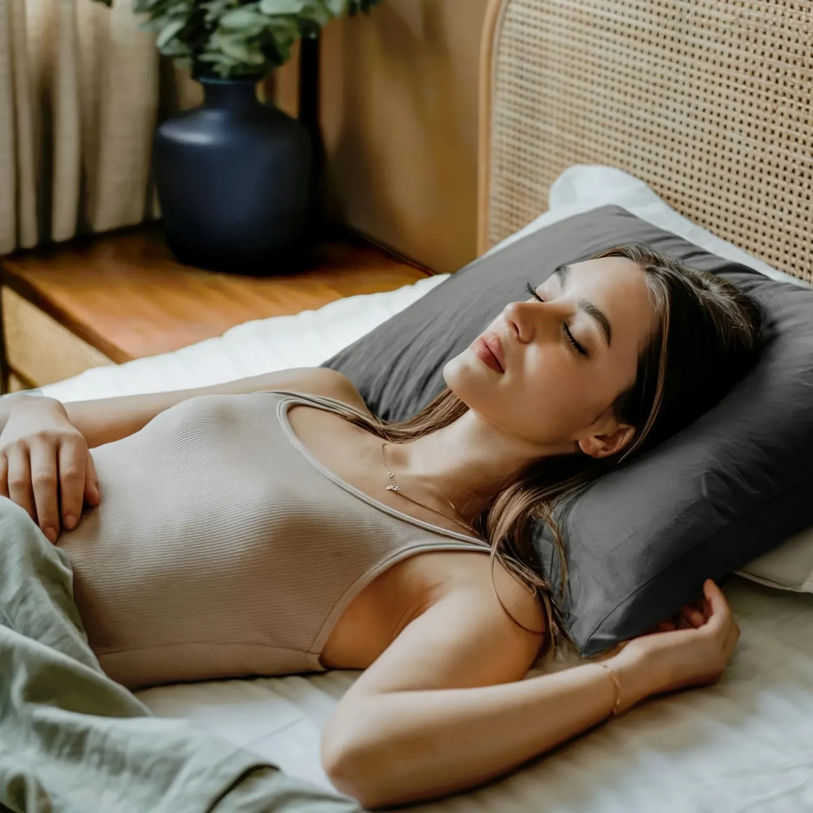 Наволочка Dreamzie Organic Cotton 40 x 80 см, комплект 2 шт, Антрацит, фото №5 Наволочка Dreamzie Organic Cotton 40 x 80 см, комплект 2 шт, Антрацит, фото №5