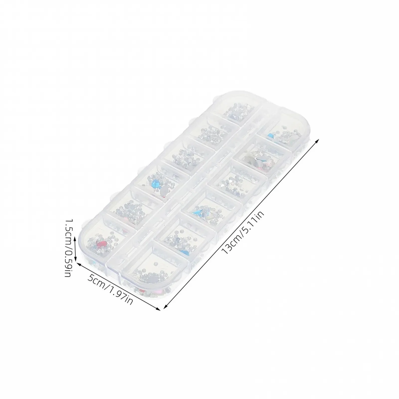 Стрази для манікюру в 6 коробках, 12 відділень, заклепки, скляні стрази для декорування нігтів, фото №2