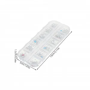 Стрази для манікюру в 6 коробках, 12 відділень, заклепки, скляні стрази для декорування нігтів synthetic.ua - Фото 1