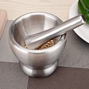 Ступка з товкачиком з нержавіючої сталі з чашею - Фото 1