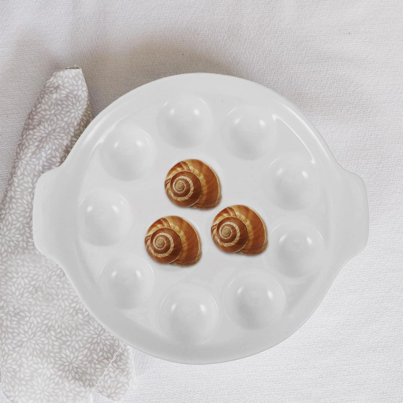 Форма для запекания улиток DECHOUS керамическая с углублениями и ручками белая, фото №5