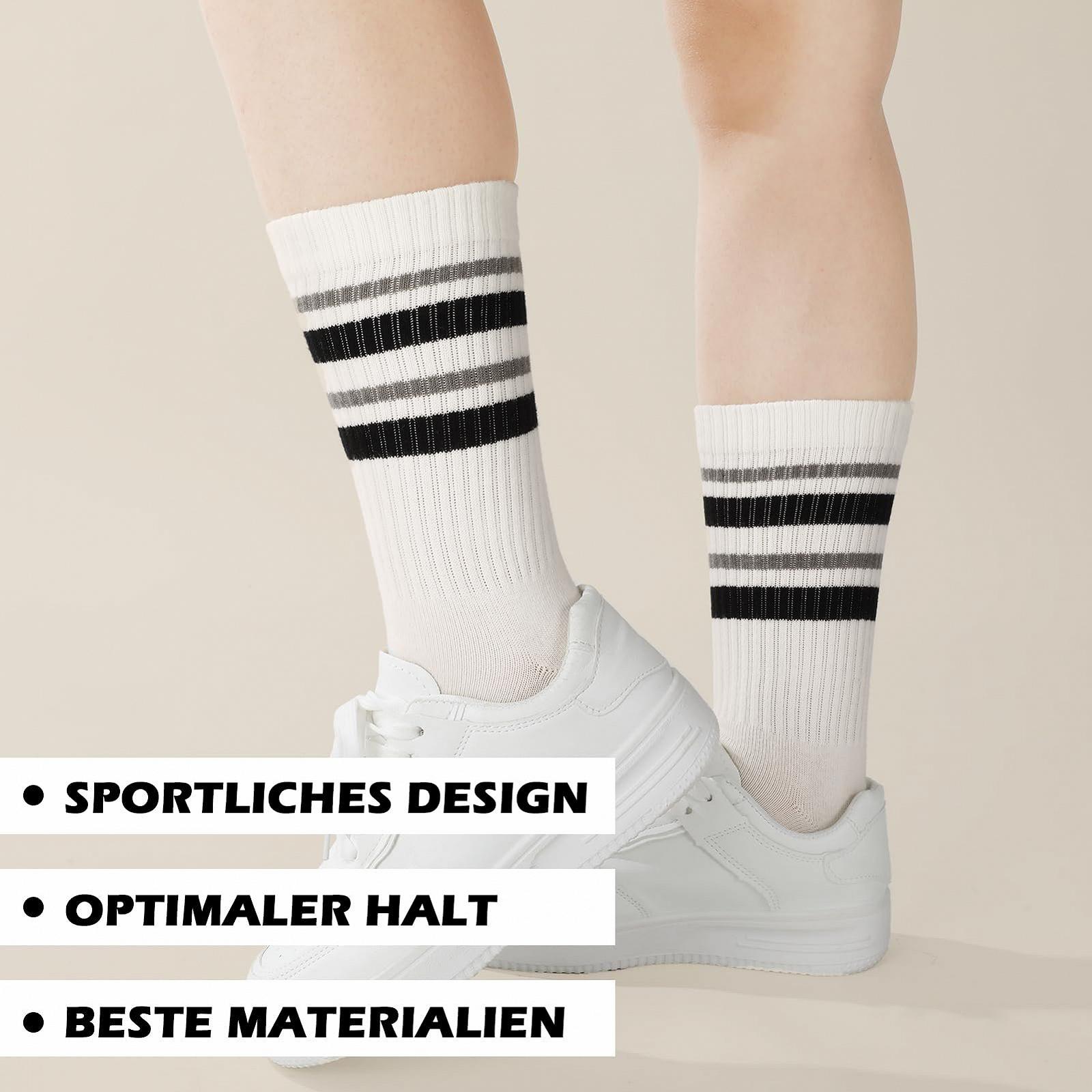 6 пар женских теннисных носков, полосатые спортивные носки, дышащие теннисные носки, полосатые носки, женские хлопковые носки-трубы, ретро-носки, носки до середины икры 38-42, фото №4