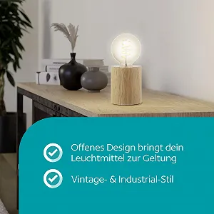 Настільна лампа EGLO Turialdo Дерево Сталь Натуральний Чорний E27 synthetic.ua - Фото 1