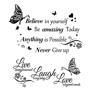 Наклейки на стіну Butterfly Love метелики та написи чорні 2 шт. - Фото 1