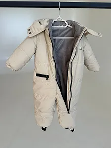 Демісезонний дитячий комбінезон 74р весна/осінь Голд бежевий бархат synthetic.ua - Фото 1