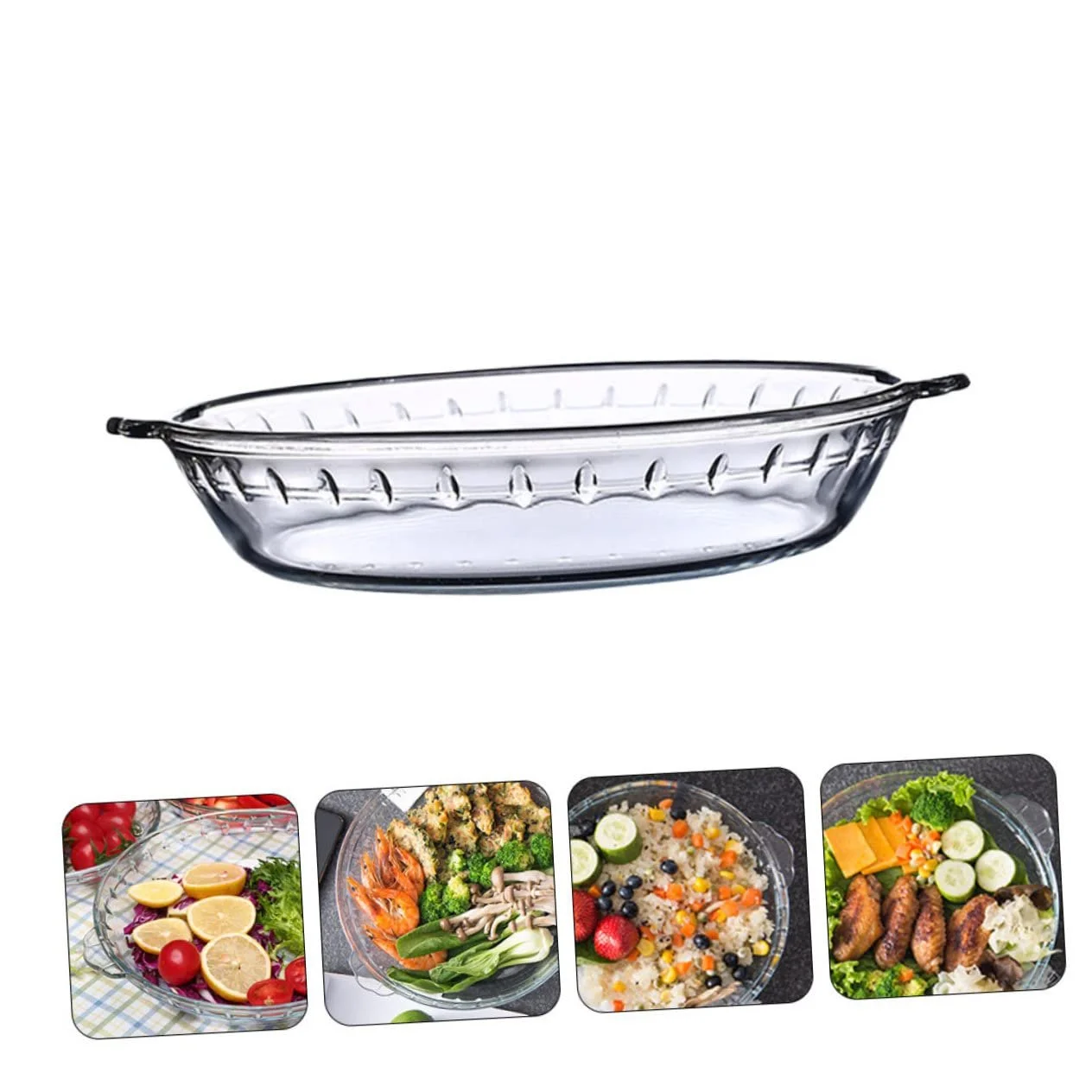 Форма для запекания термостойкая стеклянная для духовки и микроволновой печи прозрачная, фото №7