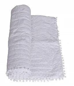 Покрывало Кантри Хаус Плед "Villa Blanc" 140 x 200 см, Белый Винтажный Хлопковый Плед для Дивана в стиле Кантри Kdm011 Palazzo Exclusive - Фото 1