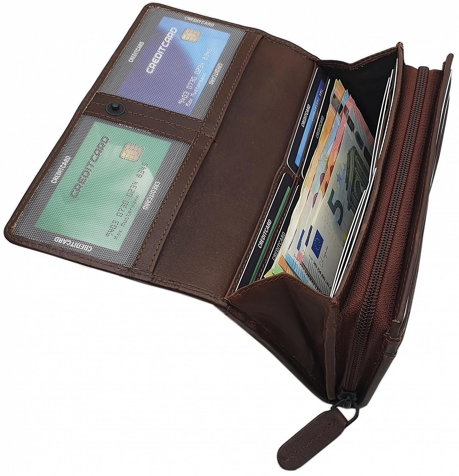 Великий жіночий гаманець зі шкіри великої рогатої худоби з RFID & NFC захистом, коричневий, Modern, фото №6