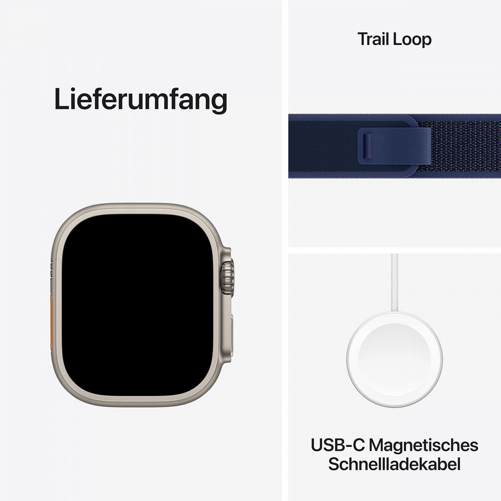 Смарт-годинник Apple Watch Ultra 2 (GPS + Cellular 49 мм) Титановий корпус Nature та ремінець Trail Loop синій (S/M), фото №6