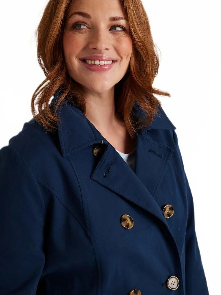 Тренч Afibel Короткий Двобортний Однотонний З Відкладним Коміром, фото №5