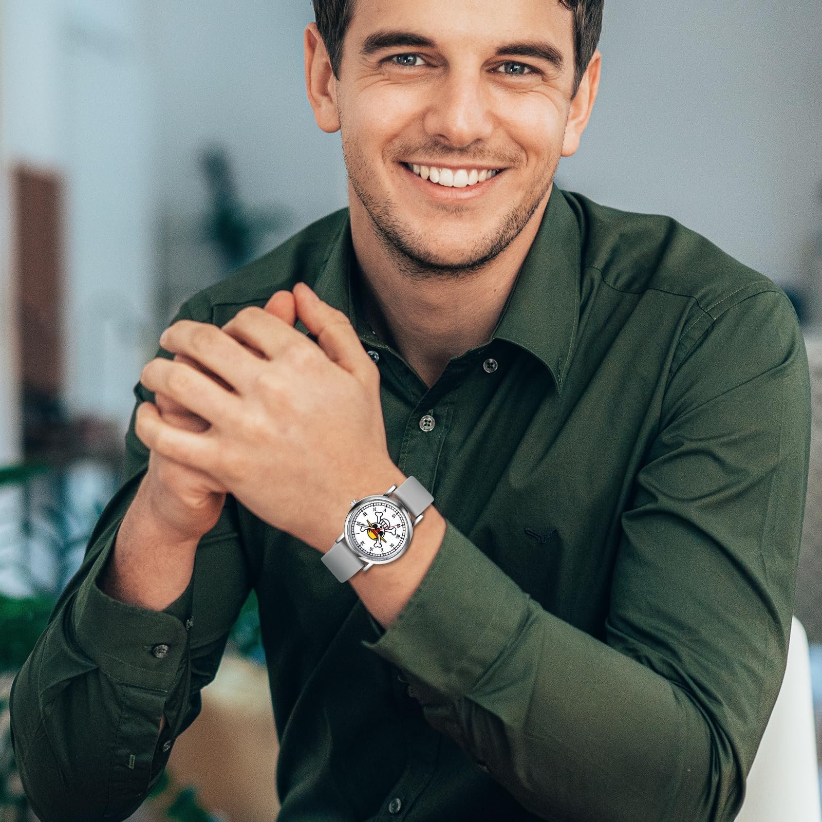 Часы Женские JewelryWe One Piece Череп Аналоговые Кварцевые Унисекс Силиконовый Ремешок Римские Цифры, фото №4