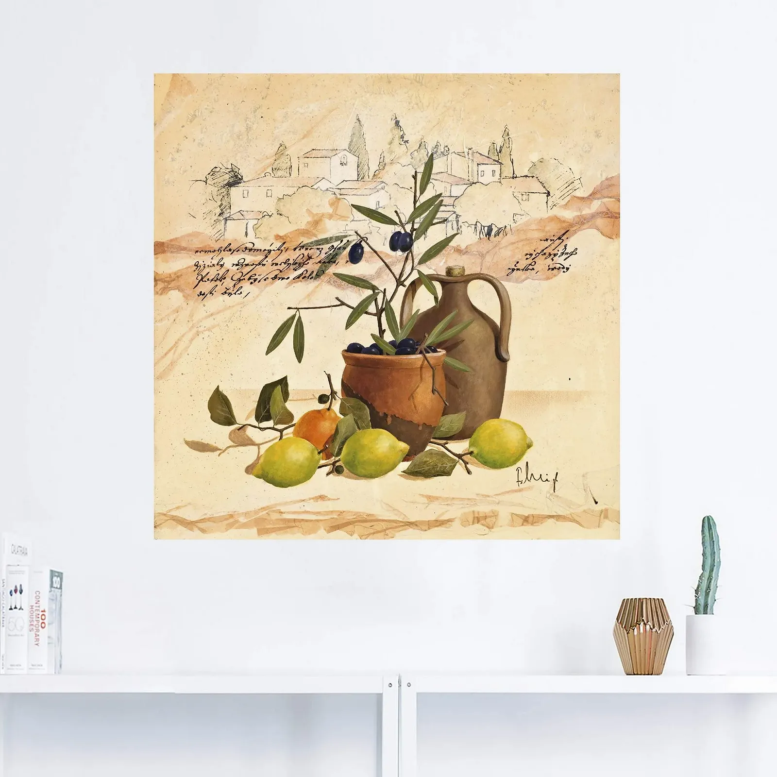 Наклейка на стіну ARTland Пейзаж Тоскани Італія Оливковий живопис Вінілова 70 x 70 см, фото №5