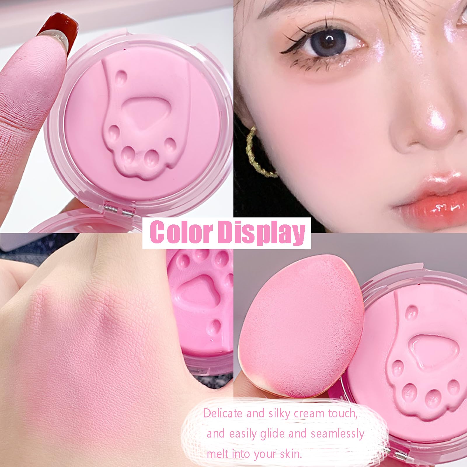 Палетка румян Cream Dewy Blush Makeup Palette Matte Creamy Розовый, фото №4